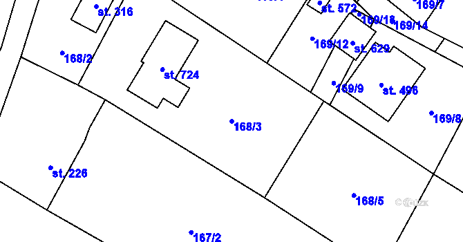 Parcela st. 168/3 v KÚ Libhošť, Katastrální mapa