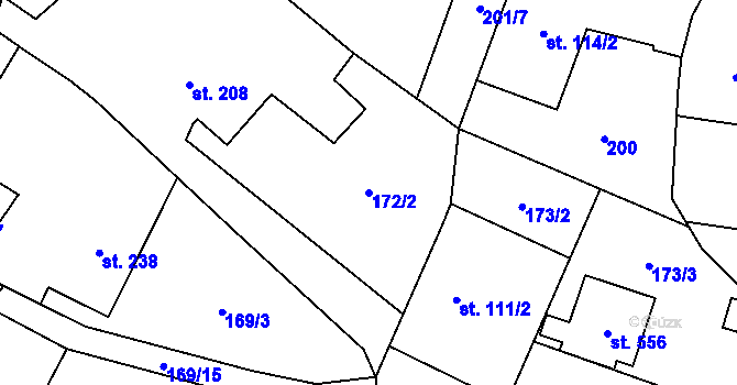 Parcela st. 172/2 v KÚ Libhošť, Katastrální mapa