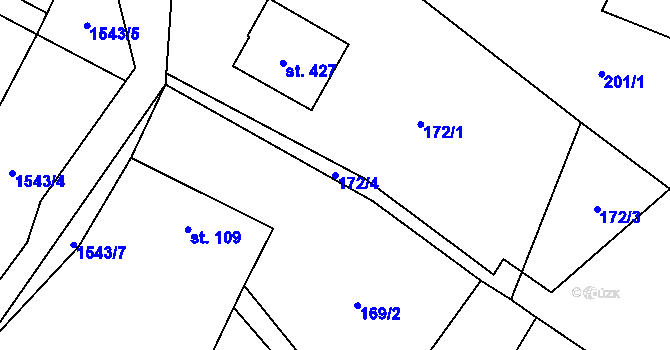 Parcela st. 172/4 v KÚ Libhošť, Katastrální mapa