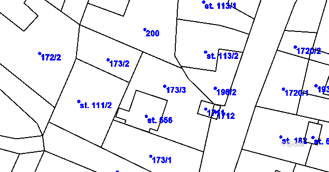 Parcela st. 173/3 v KÚ Libhošť, Katastrální mapa