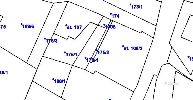 Parcela st. 175/2 v KÚ Libhošť, Katastrální mapa