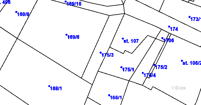 Parcela st. 175/3 v KÚ Libhošť, Katastrální mapa