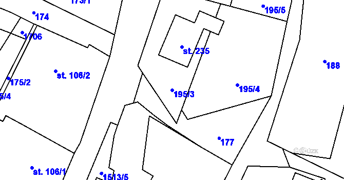 Parcela st. 195/3 v KÚ Libhošť, Katastrální mapa