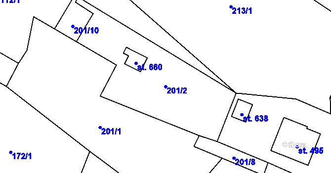 Parcela st. 201/2 v KÚ Libhošť, Katastrální mapa