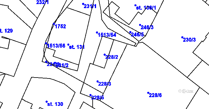 Parcela st. 228/2 v KÚ Libhošť, Katastrální mapa