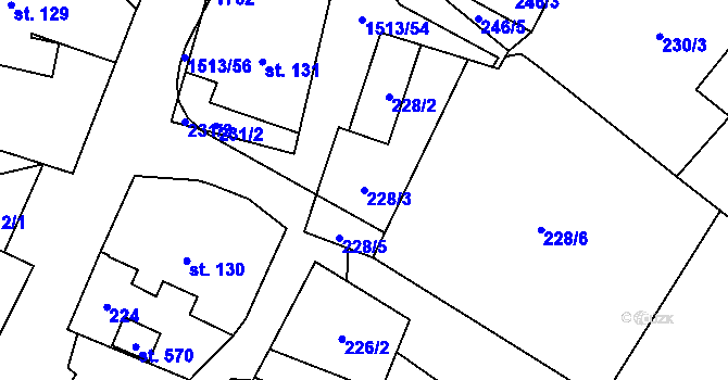 Parcela st. 228/3 v KÚ Libhošť, Katastrální mapa