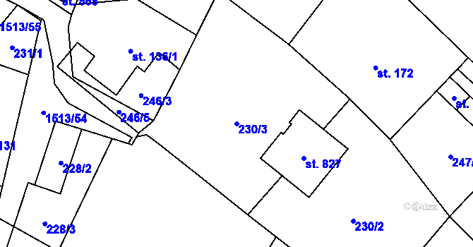Parcela st. 230/3 v KÚ Libhošť, Katastrální mapa