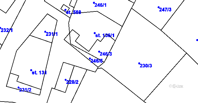 Parcela st. 246/3 v KÚ Libhošť, Katastrální mapa