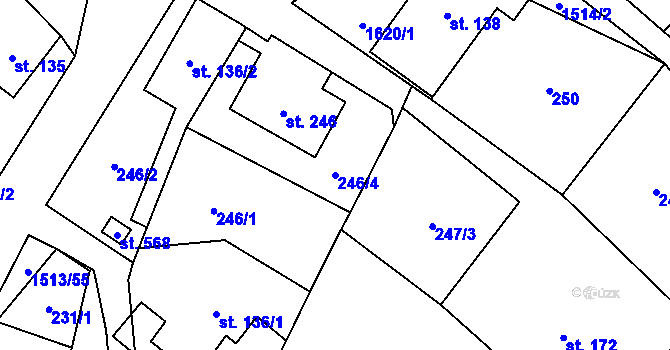 Parcela st. 246/4 v KÚ Libhošť, Katastrální mapa