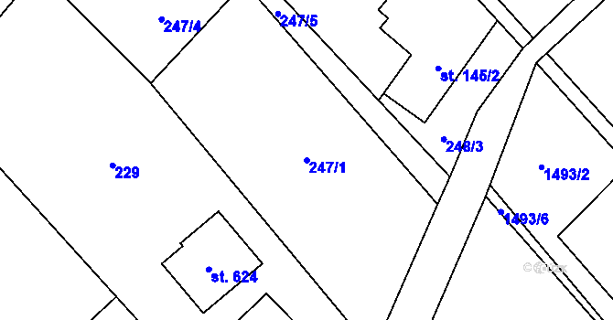 Parcela st. 247/1 v KÚ Libhošť, Katastrální mapa