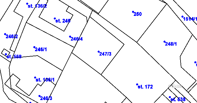 Parcela st. 247/3 v KÚ Libhošť, Katastrální mapa