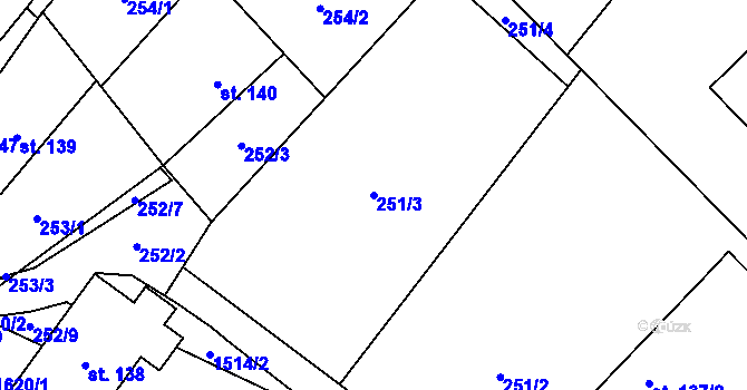 Parcela st. 251/3 v KÚ Libhošť, Katastrální mapa