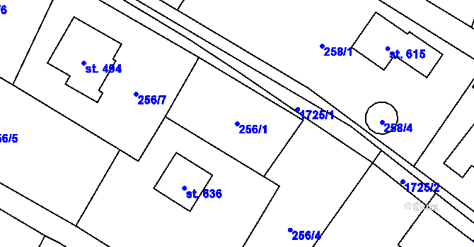 Parcela st. 256/1 v KÚ Libhošť, Katastrální mapa