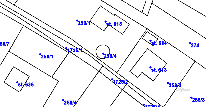 Parcela st. 258/4 v KÚ Libhošť, Katastrální mapa