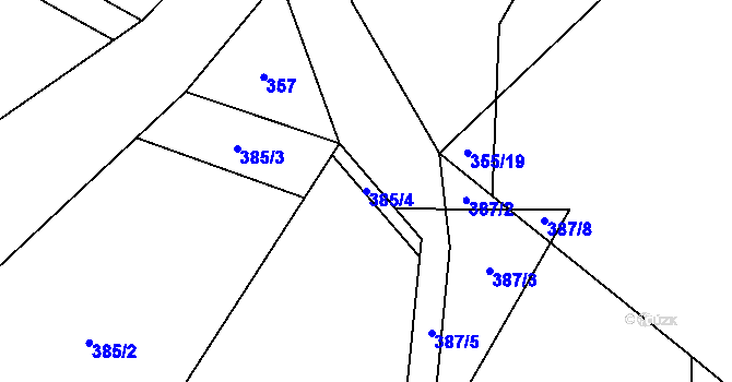 Parcela st. 385/4 v KÚ Libhošť, Katastrální mapa