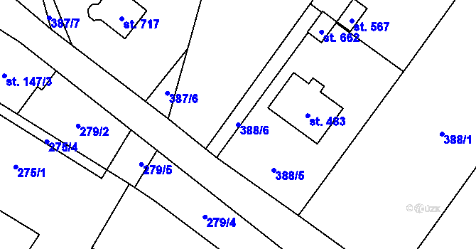 Parcela st. 388/6 v KÚ Libhošť, Katastrální mapa