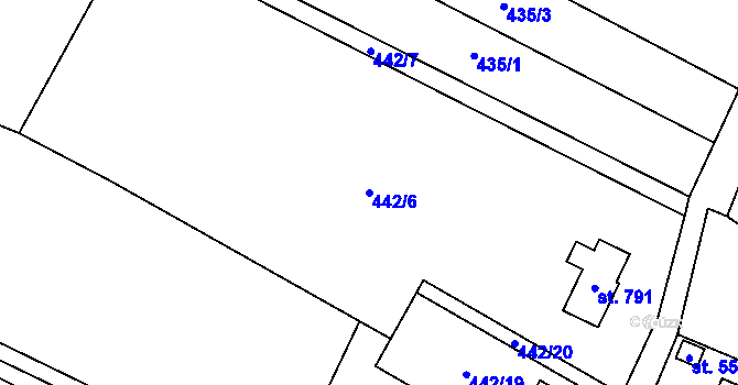 Parcela st. 442/6 v KÚ Libhošť, Katastrální mapa