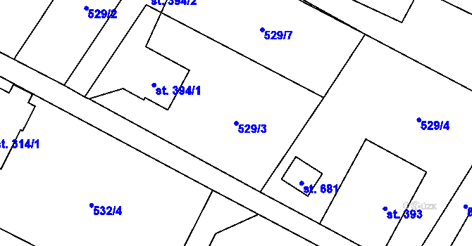 Parcela st. 529/3 v KÚ Libhošť, Katastrální mapa