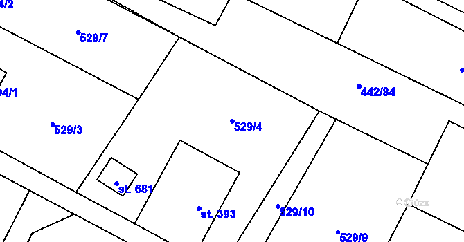 Parcela st. 529/4 v KÚ Libhošť, Katastrální mapa