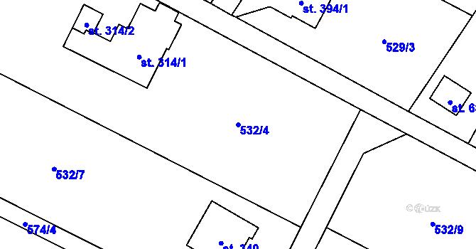 Parcela st. 532/4 v KÚ Libhošť, Katastrální mapa