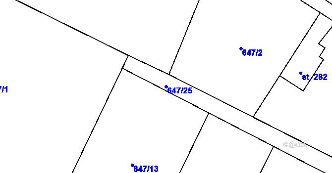 Parcela st. 647/25 v KÚ Libhošť, Katastrální mapa
