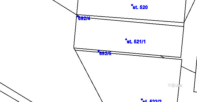 Parcela st. 692/5 v KÚ Libhošť, Katastrální mapa