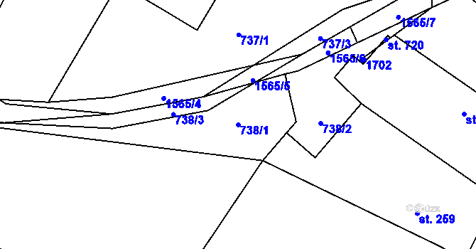 Parcela st. 738/1 v KÚ Libhošť, Katastrální mapa