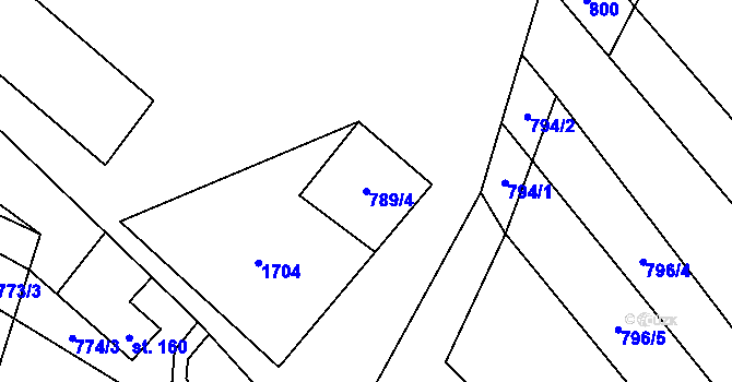 Parcela st. 789/4 v KÚ Libhošť, Katastrální mapa