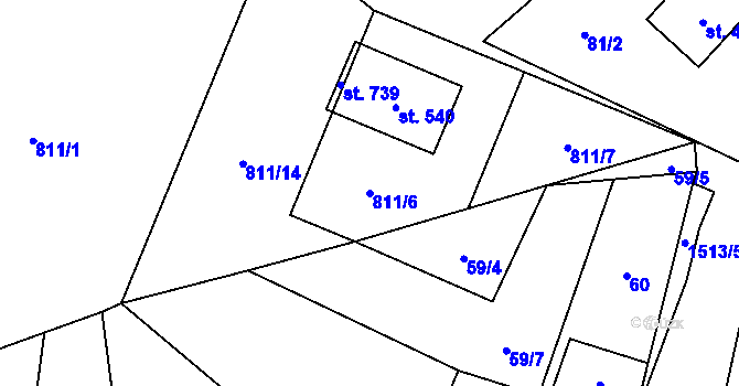 Parcela st. 811/6 v KÚ Libhošť, Katastrální mapa