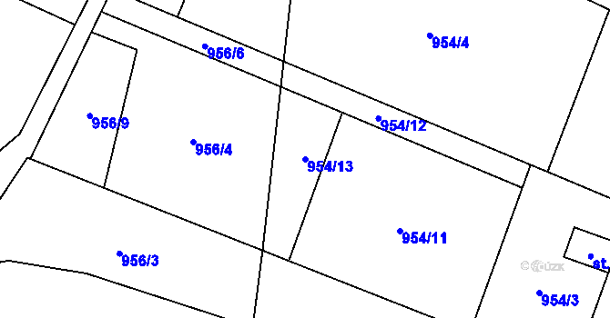 Parcela st. 954/13 v KÚ Libhošť, Katastrální mapa