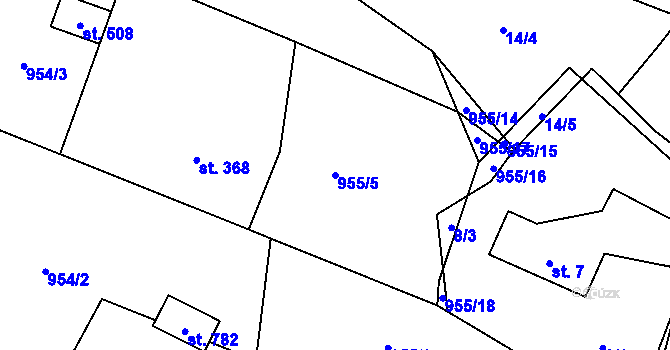 Parcela st. 955/5 v KÚ Libhošť, Katastrální mapa