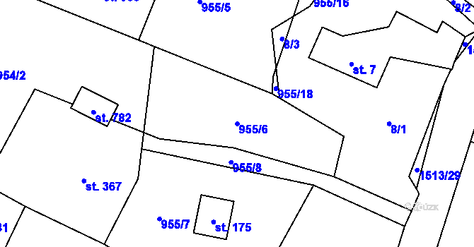 Parcela st. 955/6 v KÚ Libhošť, Katastrální mapa