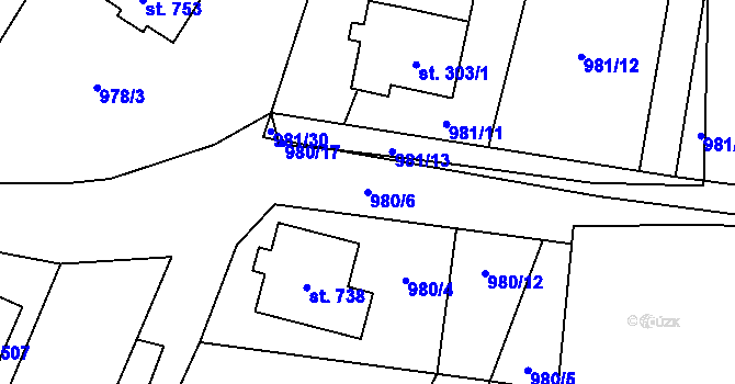 Parcela st. 980/6 v KÚ Libhošť, Katastrální mapa