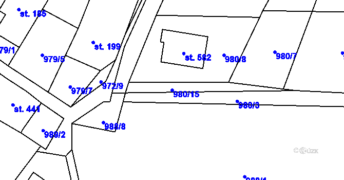 Parcela st. 980/15 v KÚ Libhošť, Katastrální mapa