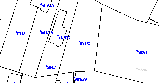 Parcela st. 981/2 v KÚ Libhošť, Katastrální mapa