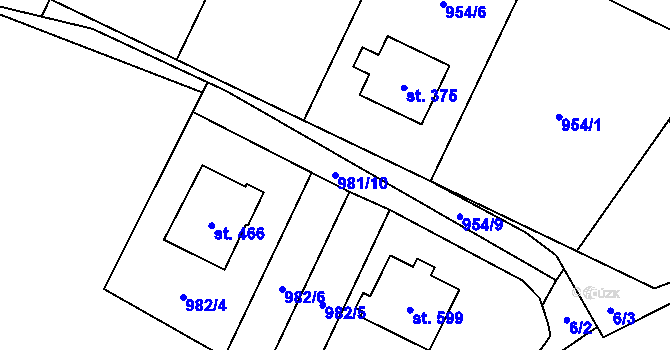 Parcela st. 981/10 v KÚ Libhošť, Katastrální mapa