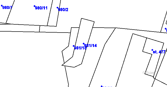 Parcela st. 981/14 v KÚ Libhošť, Katastrální mapa