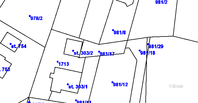 Parcela st. 981/17 v KÚ Libhošť, Katastrální mapa