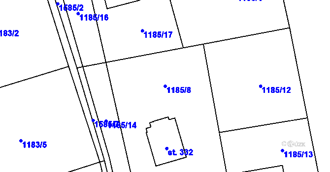 Parcela st. 1185/8 v KÚ Libhošť, Katastrální mapa
