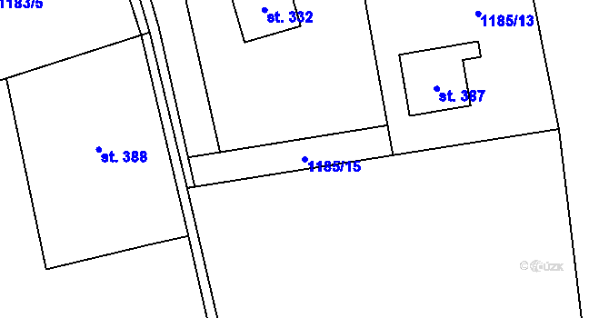 Parcela st. 1185/15 v KÚ Libhošť, Katastrální mapa