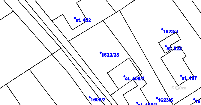 Parcela st. 1623/25 v KÚ Libhošť, Katastrální mapa