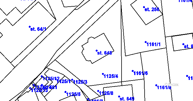 Parcela st. 648 v KÚ Libhošť, Katastrální mapa