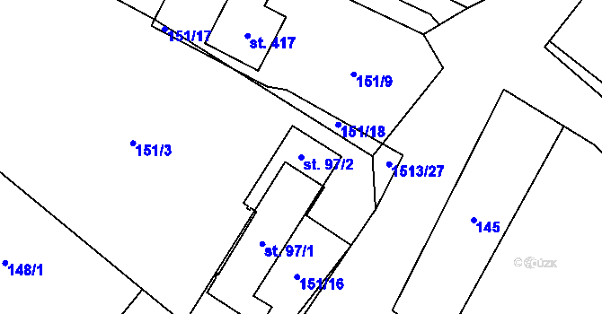 Parcela st. 97/2 v KÚ Libhošť, Katastrální mapa
