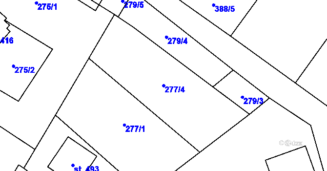Parcela st. 277/4 v KÚ Libhošť, Katastrální mapa