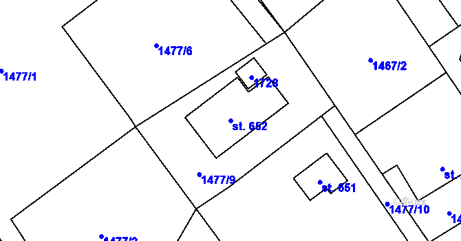 Parcela st. 652 v KÚ Libhošť, Katastrální mapa