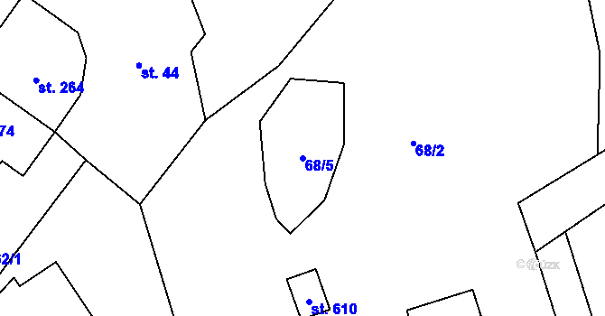 Parcela st. 68/5 v KÚ Libhošť, Katastrální mapa