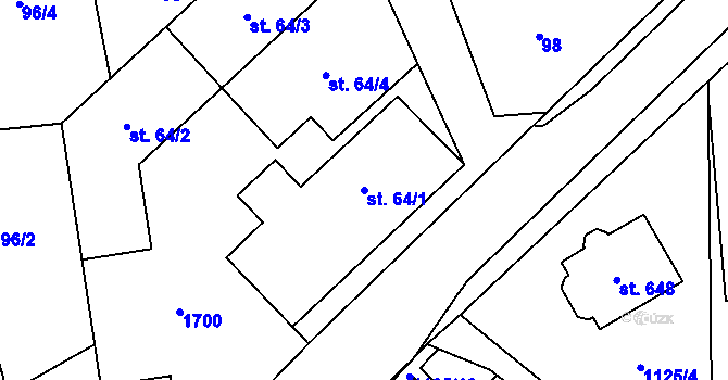Parcela st. 64/1 v KÚ Libhošť, Katastrální mapa