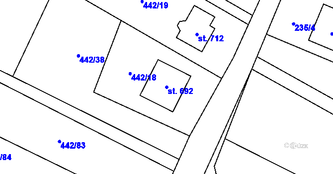 Parcela st. 692 v KÚ Libhošť, Katastrální mapa