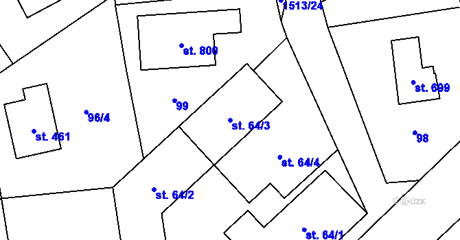 Parcela st. 64/3 v KÚ Libhošť, Katastrální mapa