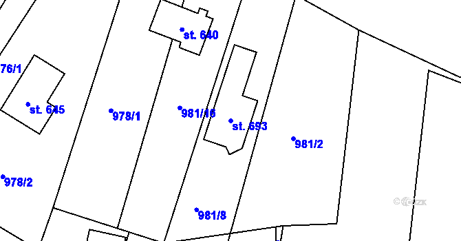 Parcela st. 693 v KÚ Libhošť, Katastrální mapa